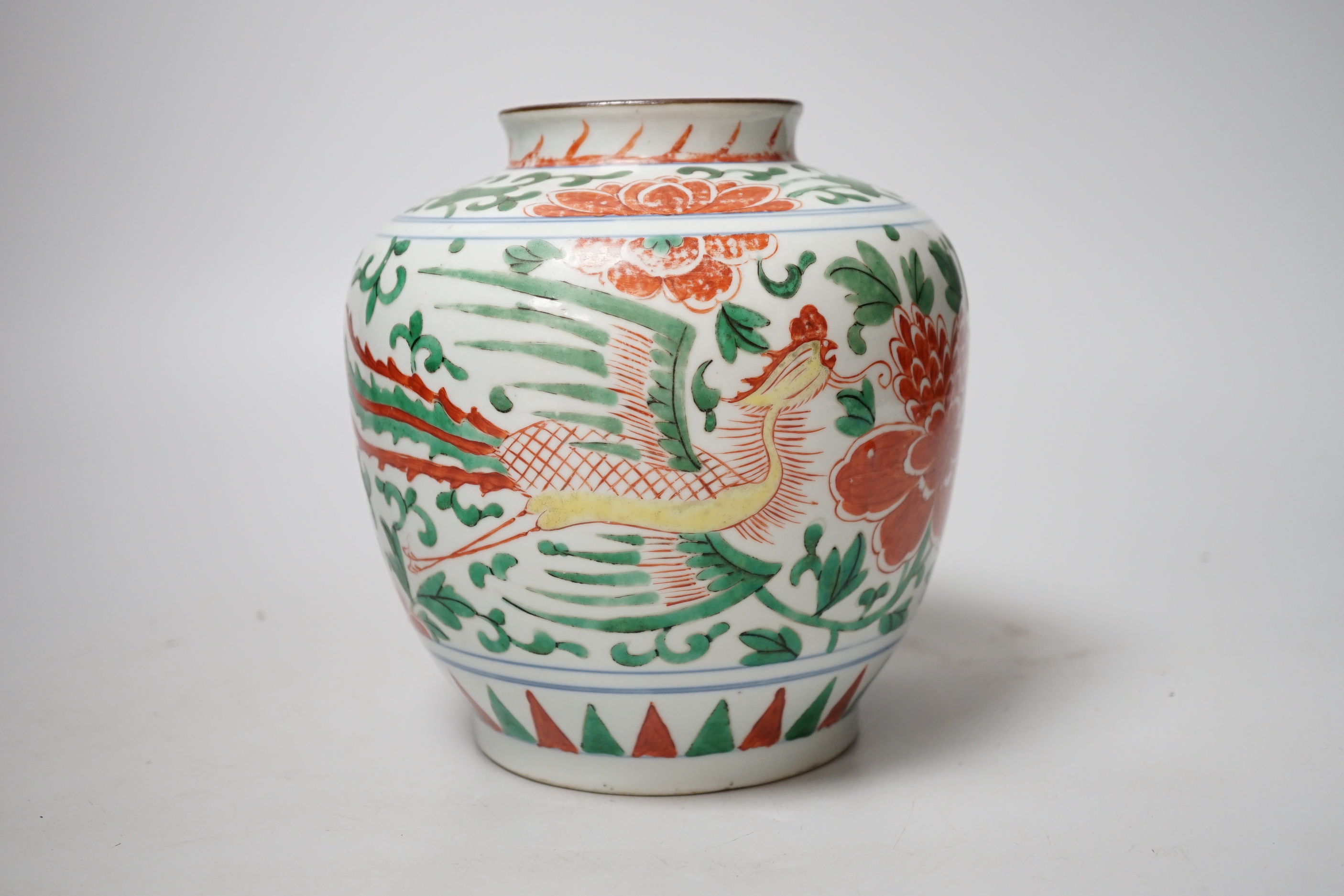 A 20th century Chinese wucai jar, 16cm